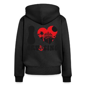 Cruise Ship Vacation Heart I Love - Women's Premium Organic Zip Hoodie - black - Back - Julia (174cm)