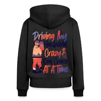 Croisière Vacances Mari Femme - Sweat à capuche zippé Premium bio Femme - noir - Dos - Julia (174cm)