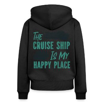 Croisière Vacances Vintage Le - Sweat à capuche zippé Premium bio Femme - noir - Dos - Julia (174cm)
