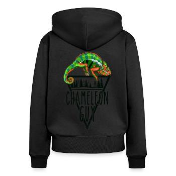 Ce caméléon Guy Panther Caméléon - Sweat à capuche zippé Premium bio Femme - noir - Dos - Julia (174cm)