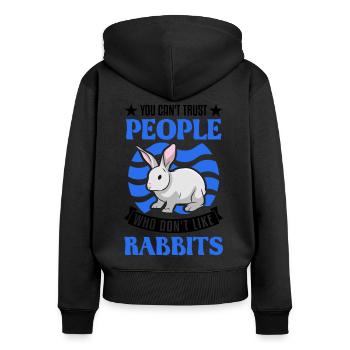 Lapin lapin lapin lapin - Sweat à capuche zippé Premium bio Femme - noir - Dos - Julia (174cm)