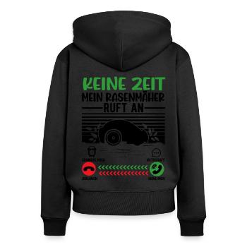Keine Zeit Mein Mähroboter ruft - Frauen Premium Bio Zip Hoodie - Schwarz - Hinten - Julia (174cm)