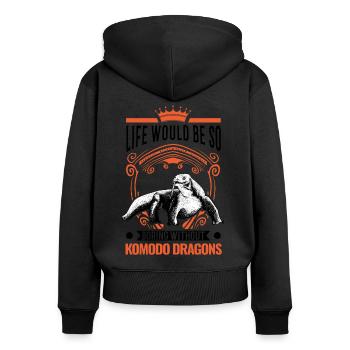 Komodowaran Geschenk Komodo Dragon Waran - Frauen Premium Bio Zip Hoodie - Schwarz - Hinten - Julia (174cm)