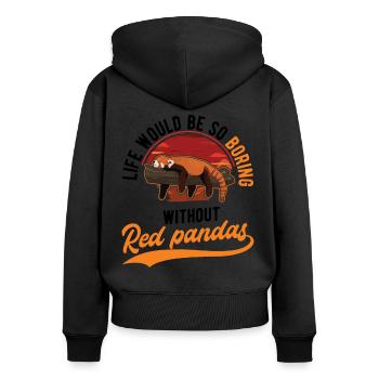 Cadeau Red Panda - Sweat à capuche zippé Premium bio Femme - noir - Dos - Julia (174cm)