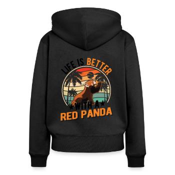 La vie est meilleure avec un panda roux Roter Panda - Sweat à capuche zippé Premium bio Femme - noir - Dos - Julia (174cm)
