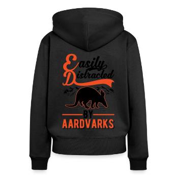 Facilement distrait par Aardvarks Aardvark - Sweat à capuche zippé Premium bio Femme - noir - Dos - Julia (174cm)