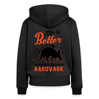 Life is better with an Aardvark Erdferkel - Women's Premium Organic Zip Hoodie - black - Back - Julia (174cm)