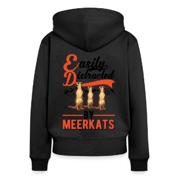 Meerkat Gift Meerkat - Women's Premium Organic Zip Hoodie - black - Back - Julia (174cm)