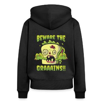 Halloween-Sandwich Zombie-Sandwich-Liebhaber - Frauen Premium Bio Zip Hoodie - Schwarz - Hinten - Julia (174cm)