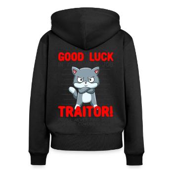Jobwechsel Neuer Job Abschied Abschiedsgeschenk - Frauen Premium Bio Zip Hoodie - Schwarz - Hinten - Julia (174cm)