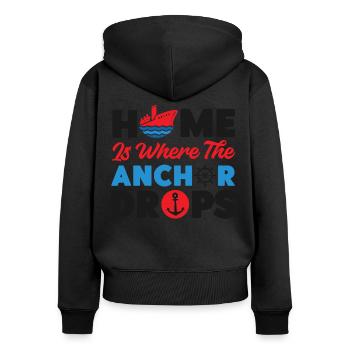 La maison de vacances en bateau de croisière est l’endroit où - Sweat à capuche zippé Premium bio Femme - noir - Dos - Julia (174cm)