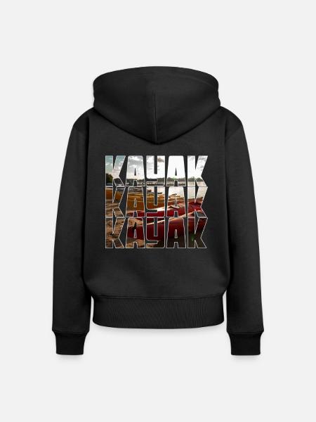 kayak - Frauen Premium Bio Zip Hoodie - Schwarz