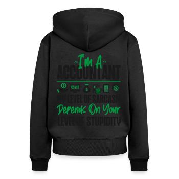 Accountant Bookkeeper Accounting - Frauen Premium Bio Zip Hoodie - Schwarz - Hinten - Julia (174cm)