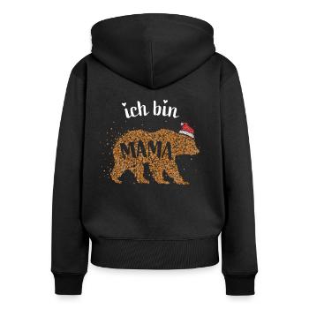 Mamabär Mama Bär Nikolausmütze Heiligabend - Frauen Premium Bio Zip Hoodie - Schwarz - Hinten - Julia (174cm)