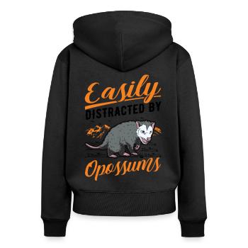 Facilement distrait par Opossums Possum Marsupial - Sweat à capuche zippé Premium bio Femme - noir - Dos - Julia (174cm)