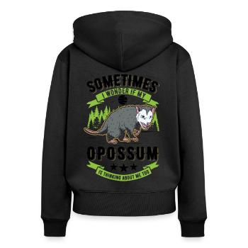 Opossum Possum Beutelratte - Frauen Premium Bio Zip Hoodie - Schwarz - Hinten - Julia (174cm)