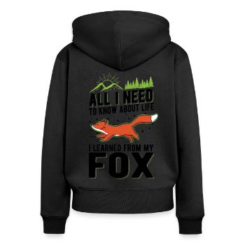 Fox Cadeau Renard roux - Sweat à capuche zippé Premium bio Femme - noir - Dos - Julia (174cm)