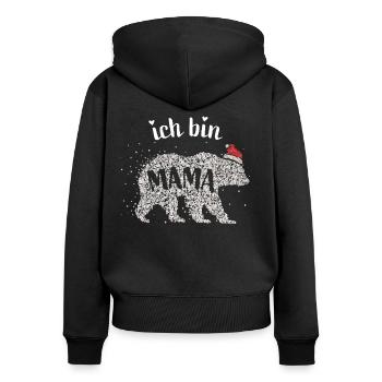 Mamabär Mama Bär Nikolaus Weihnachtszeit Familie - Frauen Premium Bio Zip Hoodie - Schwarz - Hinten - Julia (174cm)
