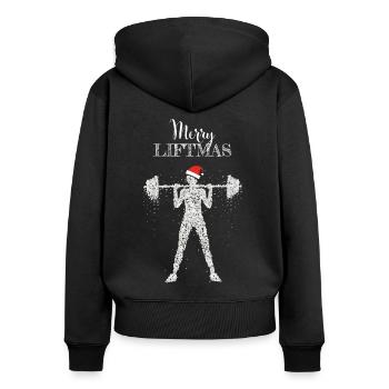 Merry Liftmas Haltérophilie Fitness Santa Hat - Sweat à capuche zippé Premium bio Femme - noir - Dos - Julia (174cm)