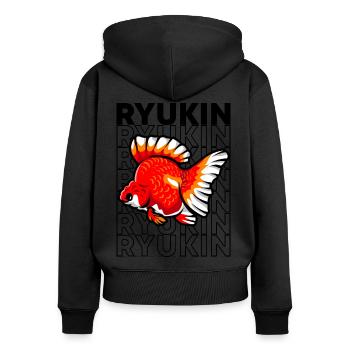 Ryukin Goldfish 80's Style Fancy Goldfish Owner - Sweat à capuche zippé Premium bio Femme - noir - Dos - Julia (174cm)