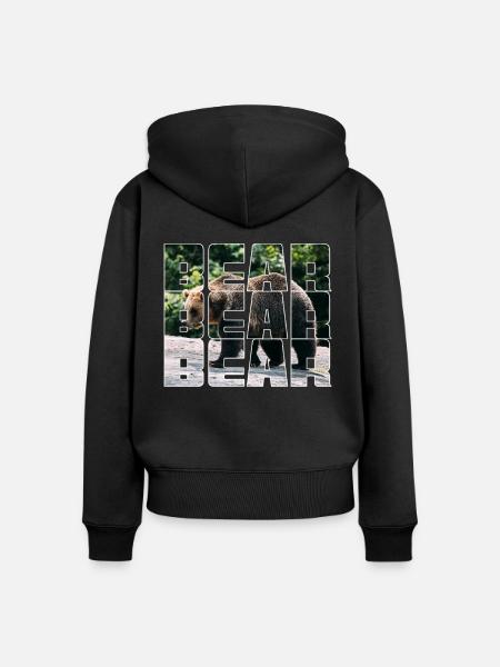 Bär - Frauen Premium Bio Zip Hoodie - Schwarz
