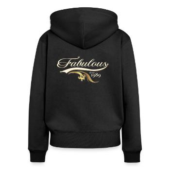 Fabuleux depuis 1989 - Anniversaire des femmes - Sweat à capuche zippé Premium bio Femme - noir - Dos - Julia (174cm)