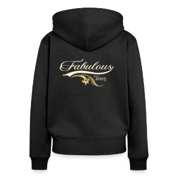 Fabuleux depuis 2003 - Anniversaire des femmes - Sweat à capuche zippé Premium bio Femme - noir - Dos - Julia (174cm)