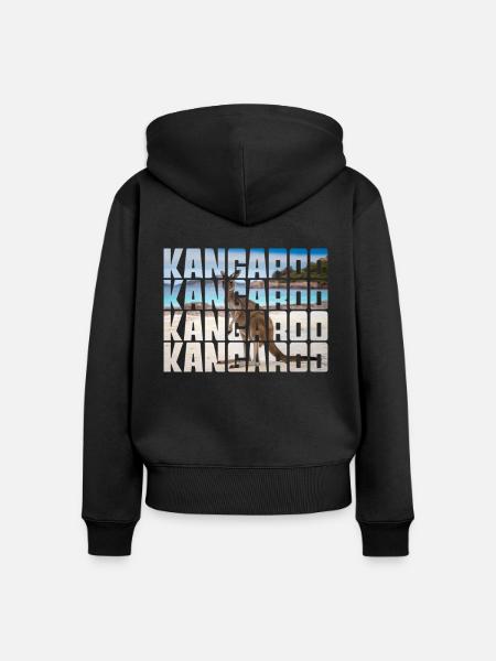 Känguru - Frauen Premium Bio Zip Hoodie - Schwarz