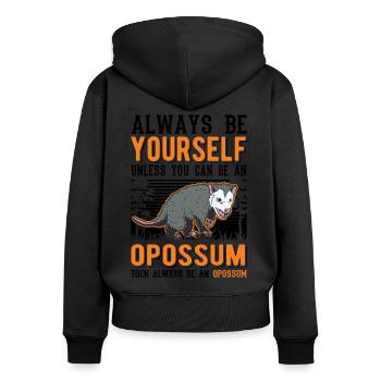 Opossum Geschenk Possum Beutelratte - Frauen Premium Bio Zip Hoodie - Schwarz - Hinten - Julia (174cm)