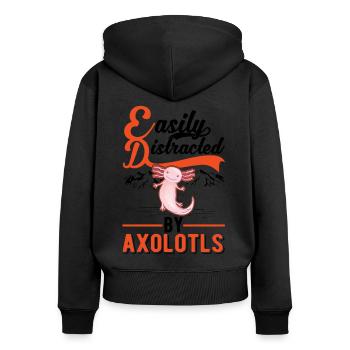 Facilement distrait par les axolotls Schwanzlurch - Sweat à capuche zippé Premium bio Femme - noir - Dos - Julia (174cm)