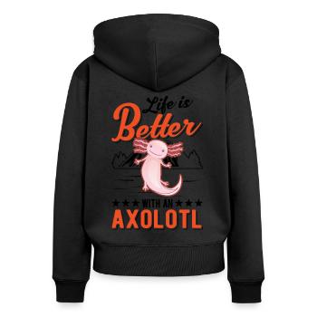 La vie est meilleure avec une salamandre à queue axolotl - Sweat à capuche zippé Premium bio Femme - noir - Dos - Julia (174cm)