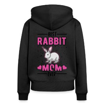 Rabbit Mama Rabbit Rabbit - Women's Premium Organic Zip Hoodie - black - Back - Julia (174cm)