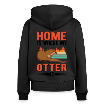 Otter Zuhause Fischotter Seeotter - Frauen Premium Bio Zip Hoodie - Schwarz - Hinten - Julia (174cm)