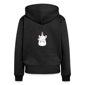 Du bist nicht mein Einhorn - lustiges Einhorn - Frauen Premium Bio Zip Hoodie - Schwarz - Hinten - Julia (174cm)