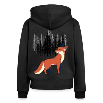 Renard Norvège Scandinavie Cerf rouge Faune - Sweat à capuche zippé Premium bio Femme - noir - Dos - Julia (174cm)