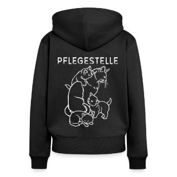 Katze auf Pflege Katzen Pflegestelle - Frauen Premium Bio Zip Hoodie - Schwarz - Hinten - Julia (174cm)