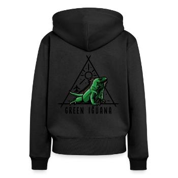 Green Iguana Reptile Keeper Lizard - Women's Premium Organic Zip Hoodie - black - Back - Julia (174cm)