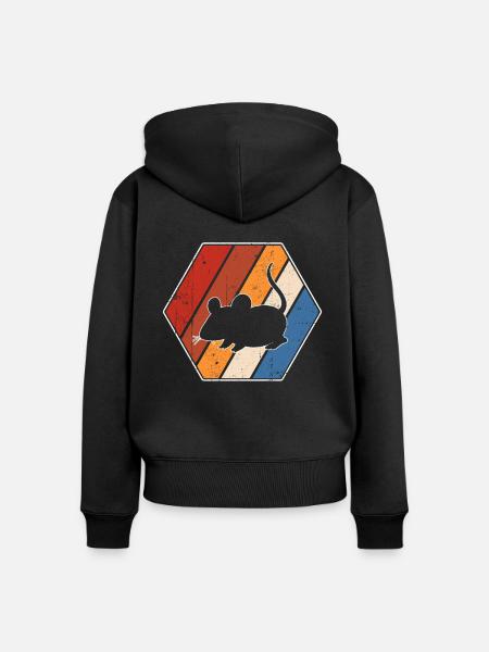 Maus Retro - Frauen Premium Bio Zip Hoodie - Schwarz