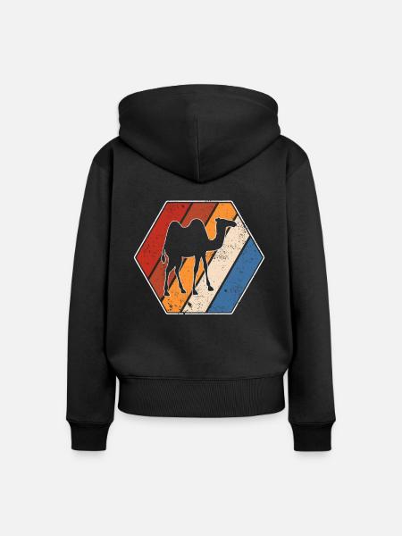 Kamel Retro - Frauen Premium Bio Zip Hoodie - Schwarz