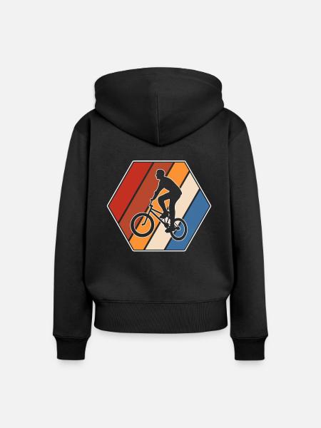 bmx retro - Frauen Premium Bio Zip Hoodie - Schwarz