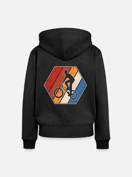 BMX Retro - Frauen Premium Bio Zip Hoodie - Schwarz