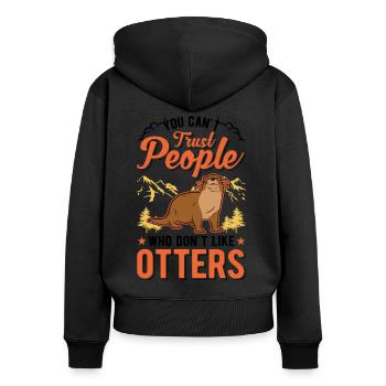 Loutre Cadeau Loutre Loutre Loutre Loutre de mer - Sweat à capuche zippé Premium bio Femme - noir - Dos - Julia (174cm)