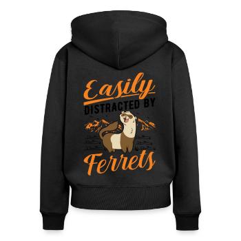 Facilement distrait par les furets Frettchen - Sweat à capuche zippé Premium bio Femme - noir - Dos - Julia (174cm)