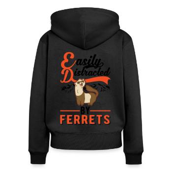 Facilement distrait par les furets Frettchen - Sweat à capuche zippé Premium bio Femme - noir - Dos - Julia (174cm)
