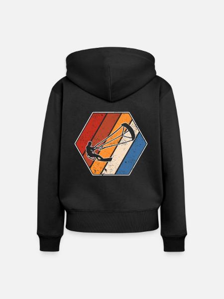 Kite surfen Retro - Frauen Premium Bio Zip Hoodie - Schwarz