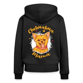 Chihuahua Mama Small Dog Lover Chihuahua - Women's Premium Organic Zip Hoodie - black - Back - Julia (174cm)