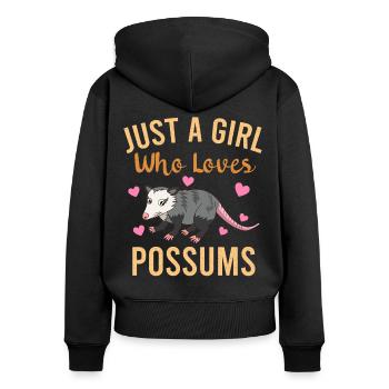 Mädchen Das Opossums Liebt Possum Zoo Beuteltiere - Frauen Premium Bio Zip Hoodie - Schwarz - Hinten - Julia (174cm)