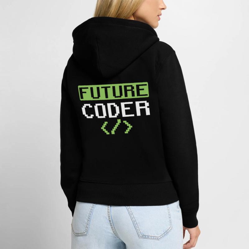 Code du programmeur de codage du futur codeur Sweat à capuche zippé Premium bio Femme