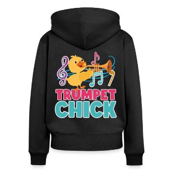 Trumpet Player Girl Chicken - Women's Premium Organic Zip Hoodie - black - Back - Julia (174cm)
