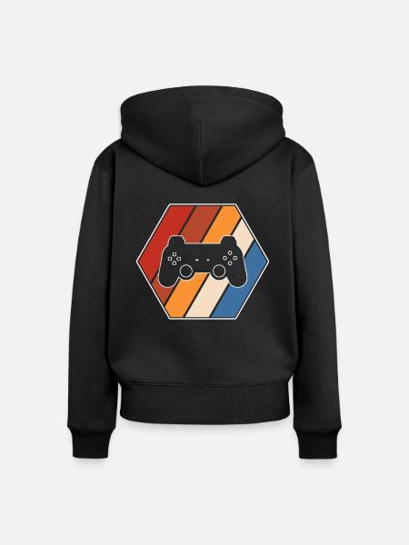 Gaming Retro - Frauen Premium Bio Zip Hoodie - Schwarz